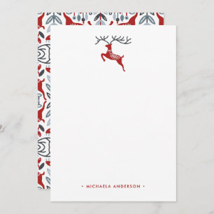 Scandinavian Folk Art Custom Name Personalized Note Card