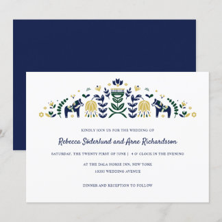 Scandinavian Folk Art Dala Horse Flower CUSTOM V1 Invitation