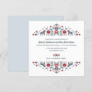 Scandinavian Folk Art Dala Horse Flower Wedding Invitation