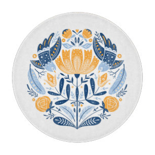 Scandinavian Folk Art Floral Ornament Cutting Board