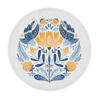 Scandinavian Folk Art Floral Ornament Cutting Board
