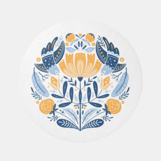 Scandinavian Folk Art Floral Ornament Rug