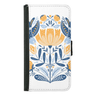 Scandinavian Folk Art Floral Ornament Samsung Galaxy S5 Wallet Case