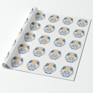 Scandinavian Folk Art Floral Ornament Wrapping Paper