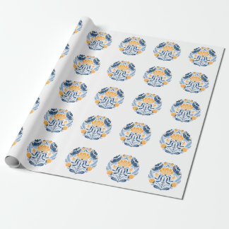 Scandinavian Folk Art Floral Ornament Wrapping Paper