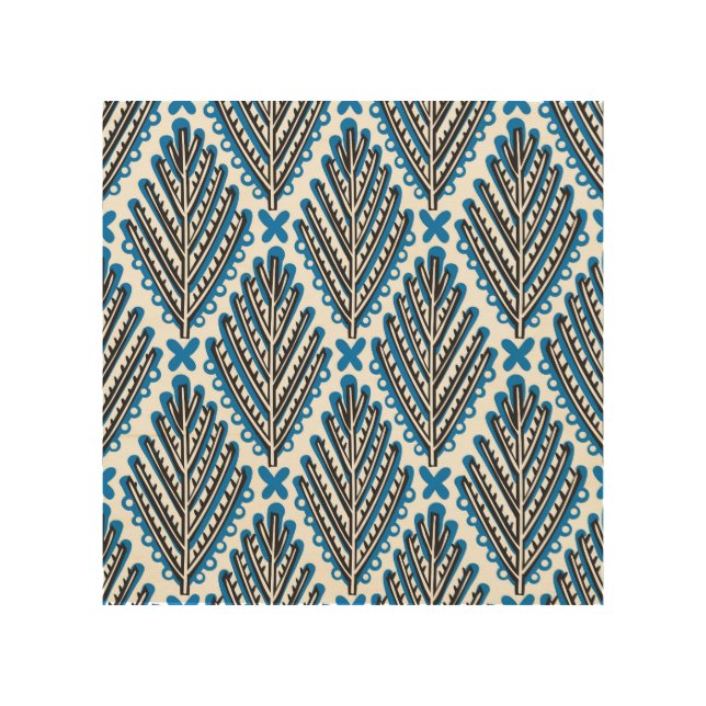 Scandinavian Folk Art: Floral Retro Design Wood Wall Art (Front)