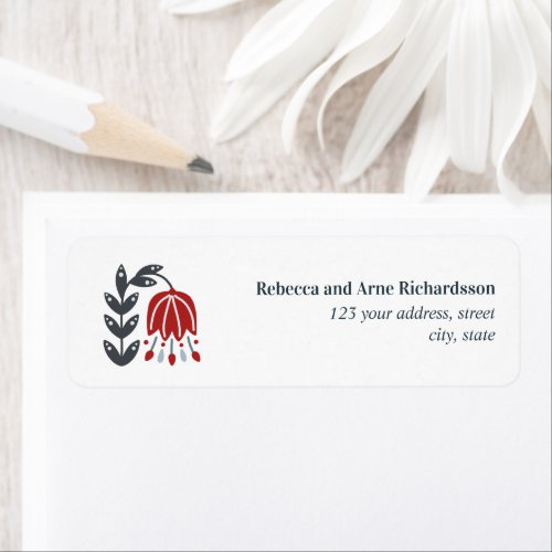 Scandinavian Folk Art Flower PERSONALIZED WEDDING Label