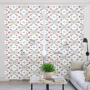 scandinavian Folk Art Flowers Pattern Sheer Curtains