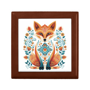 Scandinavian Folk Art Fox Gift Box