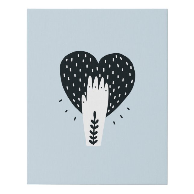 Scandinavian Folk Art Heart and Hand Faux Canvas Print (Front)