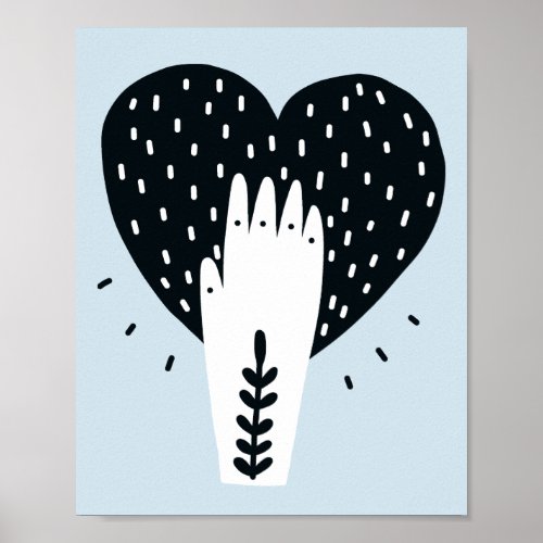 Scandinavian Folk Art Heart and Hand  Poster