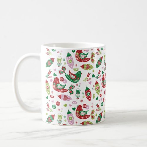 Scandinavian Folk Art Holiday Print  Mug