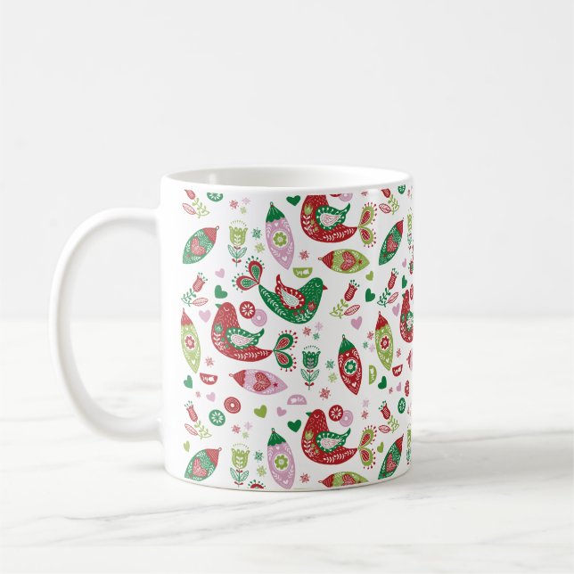 Scandinavian Folk Art Holiday Print  Mug (Left)