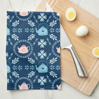 Scandinavian Folk art Hygge Christmas cozy teapot Kitchen Towel