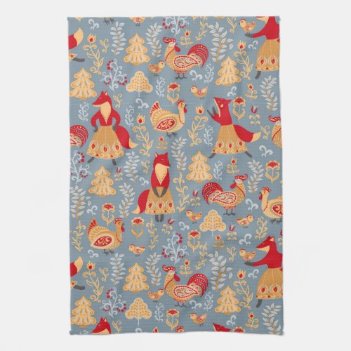 Scandinavian Folk Art Kitchen Towel