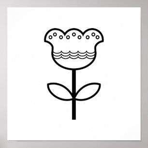 Scandinavian Folk Art Minimalist Illustration Poster