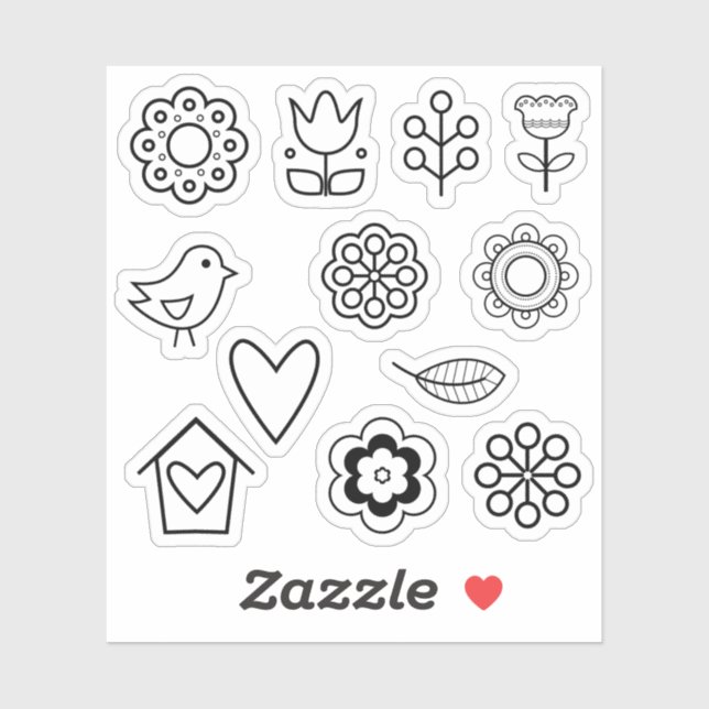 Scandinavian Folk Art Minimalist Illustration Sticker (Sheet)