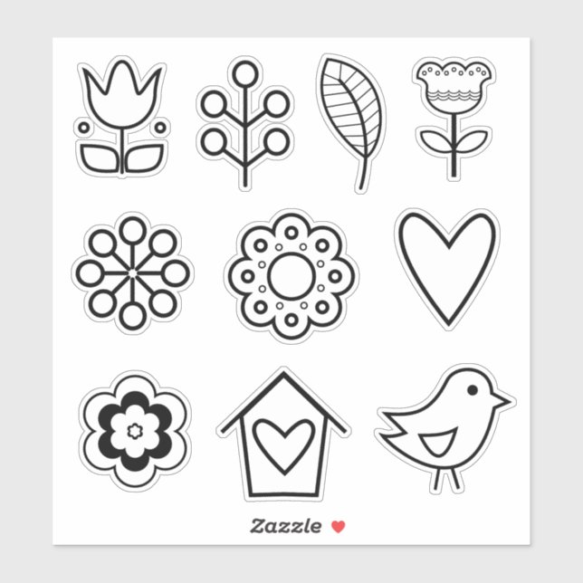 Scandinavian Folk Art Minimalist Illustration Sticker (Sheet)
