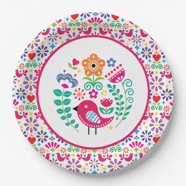 Scandinavian Folk Art Paper Plates (Front)