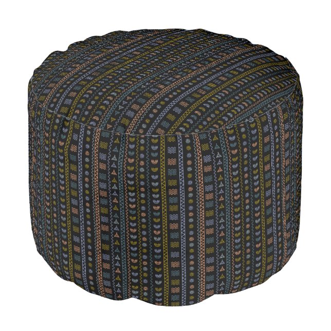 Scandinavian Folk Art Pouf  (Angled Front)