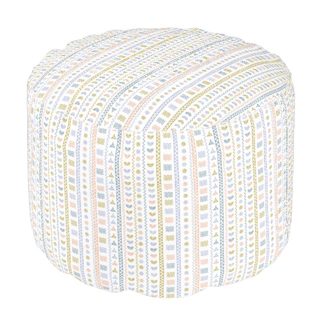 Scandinavian Folk Art Pouf  (Angled Front)