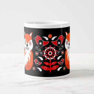 Scandinavian Folk Art Prints Nordic Decor Fleece Giant Coffee Mug