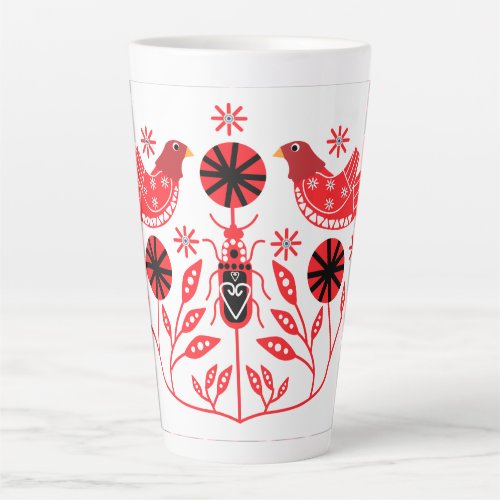 Scandinavian Folk Art Prints  Nordic Decor Fleece Latte Mug