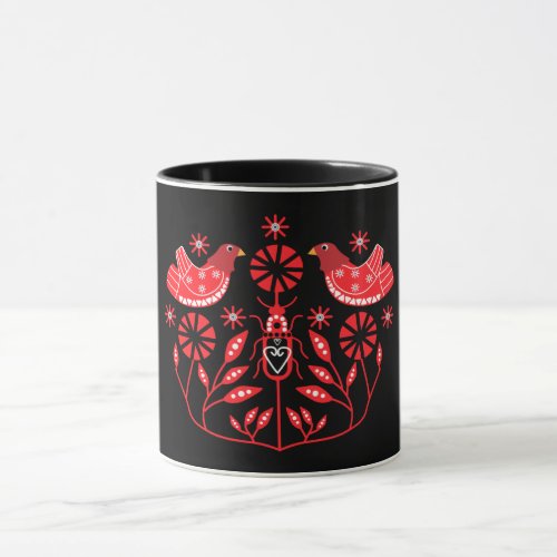 Scandinavian Folk Art Prints  Nordic Decor Fleece Mug