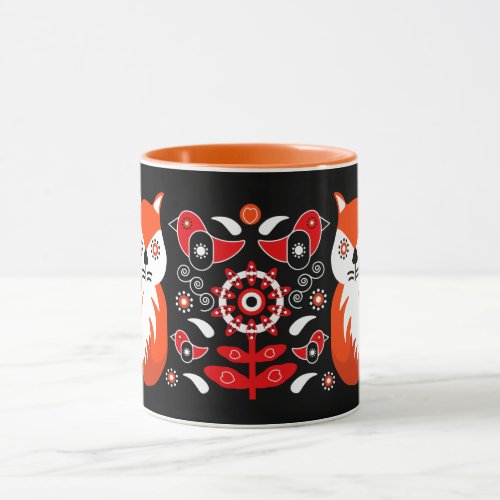 Scandinavian Folk Art Prints  Nordic Decor Fleece Mug