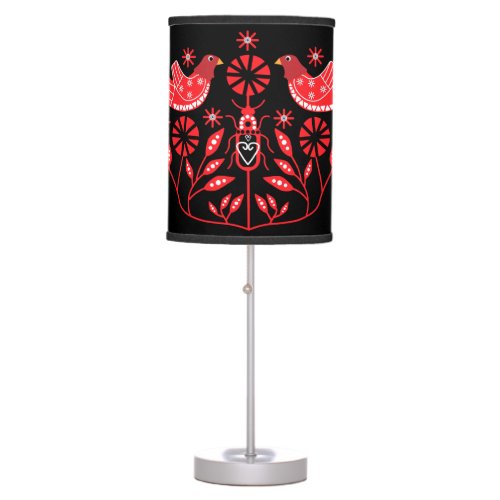 Scandinavian Folk Art Prints  Nordic Decor Fleece Table Lamp