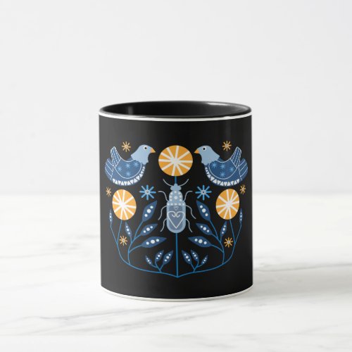 Scandinavian Folk Art Prints  Nordic Decor Mug