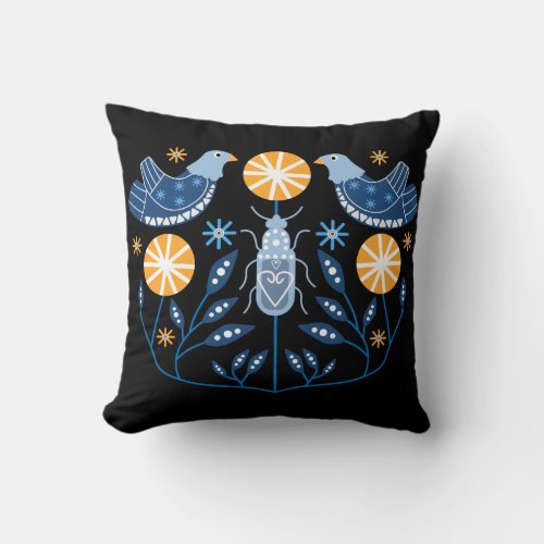 Scandinavian Folk Art Prints  Nordic Decor Mug Throw Pillow