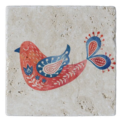 Scandinavian Folk Art Red Bird Trivet