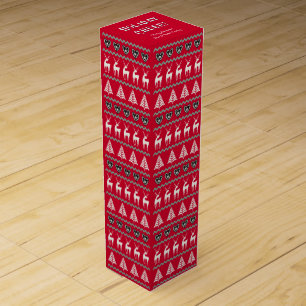 Scandinavian Folk Art Red Christmas Wine Box