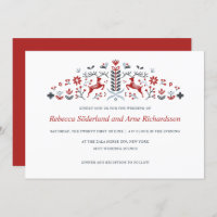 Scandinavian Folk Art Reindeer and Hearts Wedding