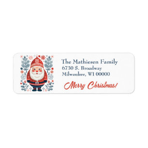 Scandinavian Folk Art Santa Claus Return Address Label