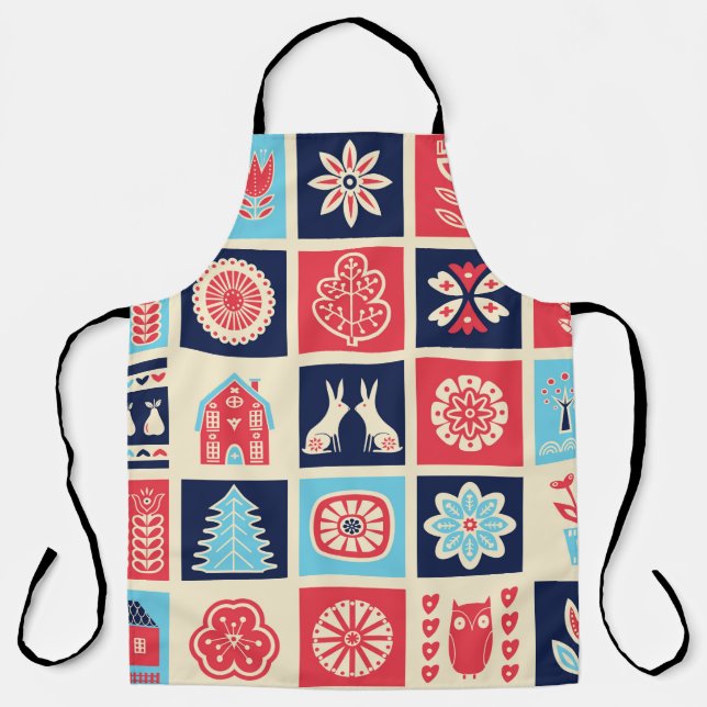 Scandinavian folk art seamless vintage pattern wit apron (Front)