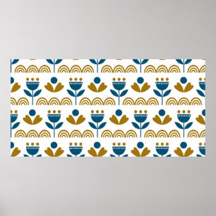 Scandinavian folk art seamless vintage pattern wit poster