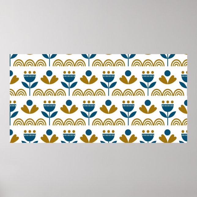 Scandinavian folk art seamless vintage pattern wit poster (Front)