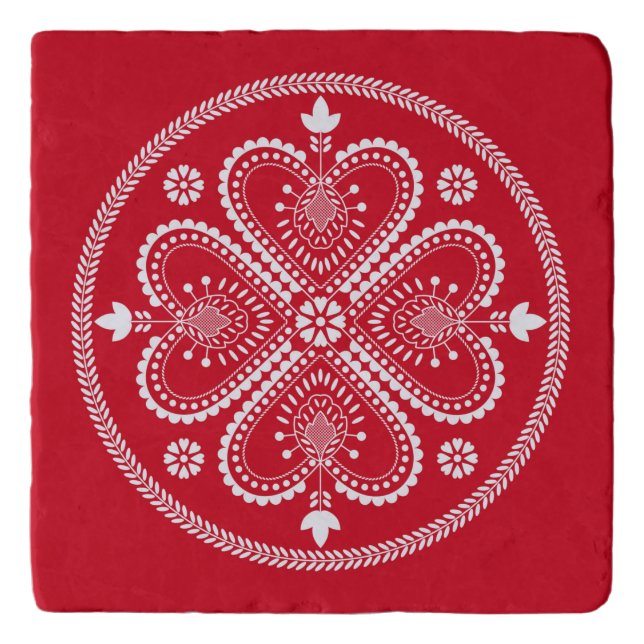 Scandinavian Folk Art Snowflake Trivet (Front)