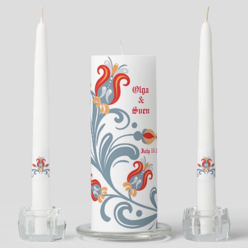 Scandinavian Folk Art Unity Candle Set