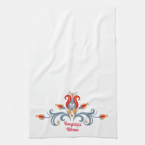 Scandinavian Folk Art Velkommen Kitchen Towel