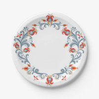 Scandinavian Folk Art Velkommen Paper Plates