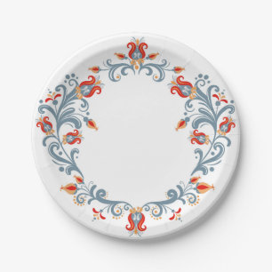 Scandinavian Folk Art Velkommen Paper Plates