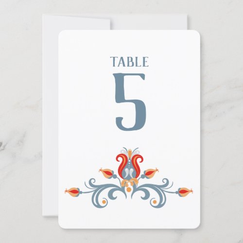 Scandinavian Folk Art Velkommen Table Number