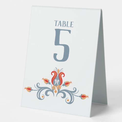 Scandinavian Folk Art Velkommen Table Number 35x5 Table Tent Sign