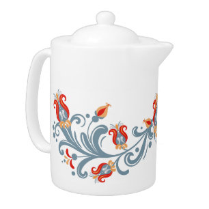 Scandinavian Folk Art Velkommen Teapot