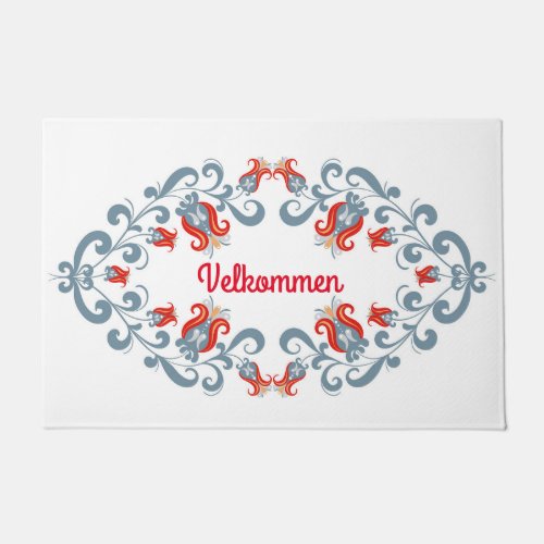 Scandinavian Folk Art Velkommen Welcome Mat