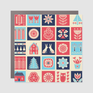 Scandinavian folk art: vintage floral. car magnet