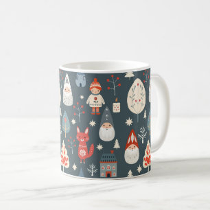 Scandinavian folk art with Christmas gnomes Coffee Mug